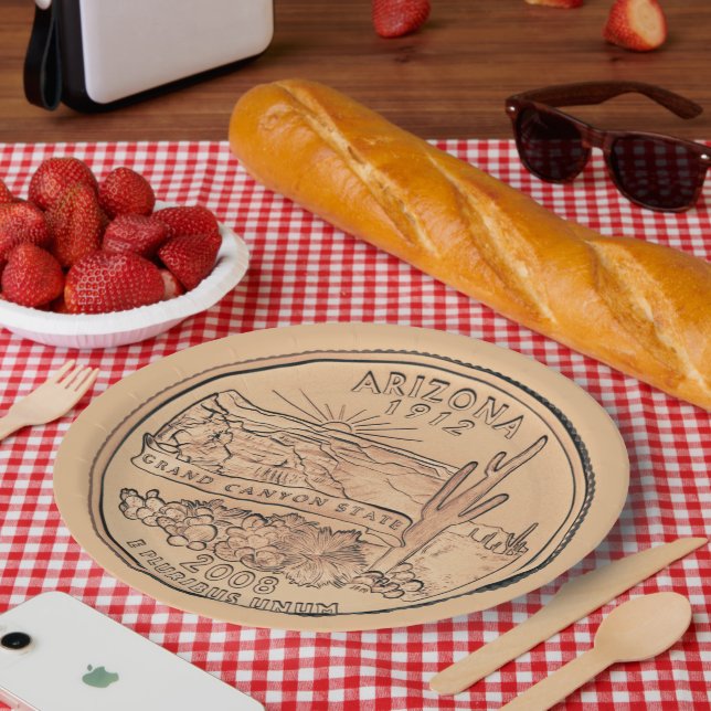 Plato De Papel Diseño pintado del barrio estatal de Arizona (Picnic)