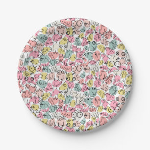 Plato De Papel diseño rosa de mamas