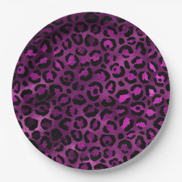 Plato De Papel Diseño serie Leopardo morado y dorado 3