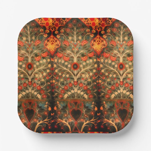 Plato De Papel Diseño textil antiindio (Anverso)