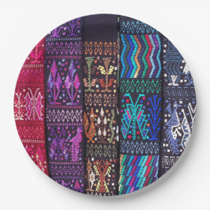 Plato De Papel Diseño textil guatemalteco