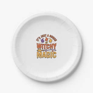 Plato De Papel Diseño tipográfico de Halloween de magia brujeril_