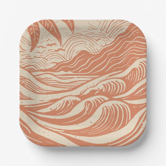 Plato De Papel Diseño tropical (Anverso)