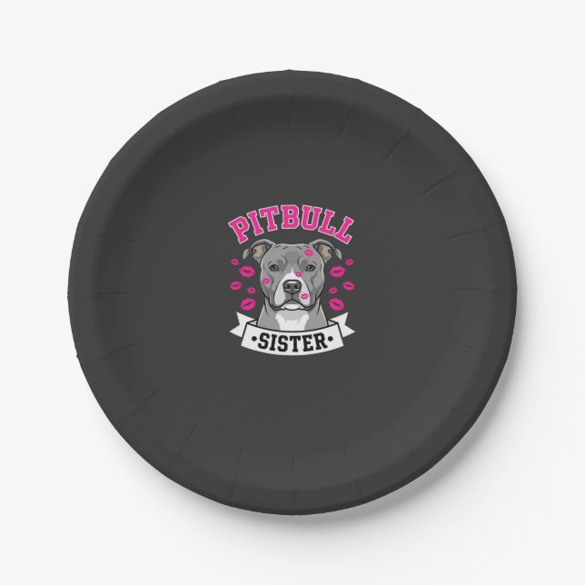 Plato De Papel Diseño Vectorial de Hermana Amante de Pitbull (Anverso)