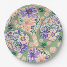 Diseño Vintage de Pickleball Floral