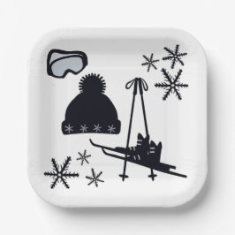 Plato De Papel Diseños de nieve de diferentes ítems