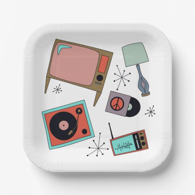 Plato De Papel Diseños retro (Anverso)