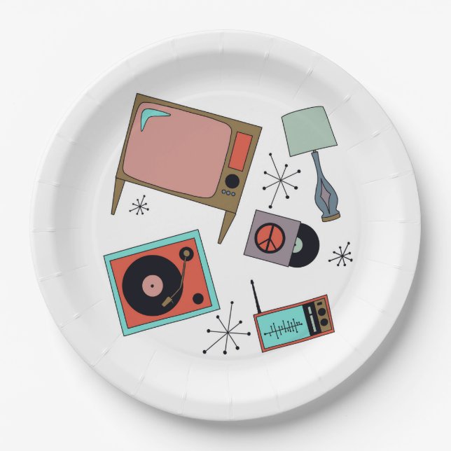 Plato De Papel Diseños retro (Anverso)