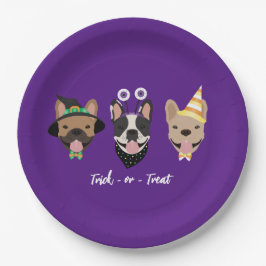 Plato De Papel Disfraces de Halloween en Bulldog francés