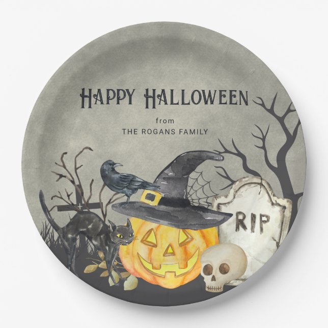 Plato De Papel Disfraces espeluznantes y cócteles Halloween (Anverso)