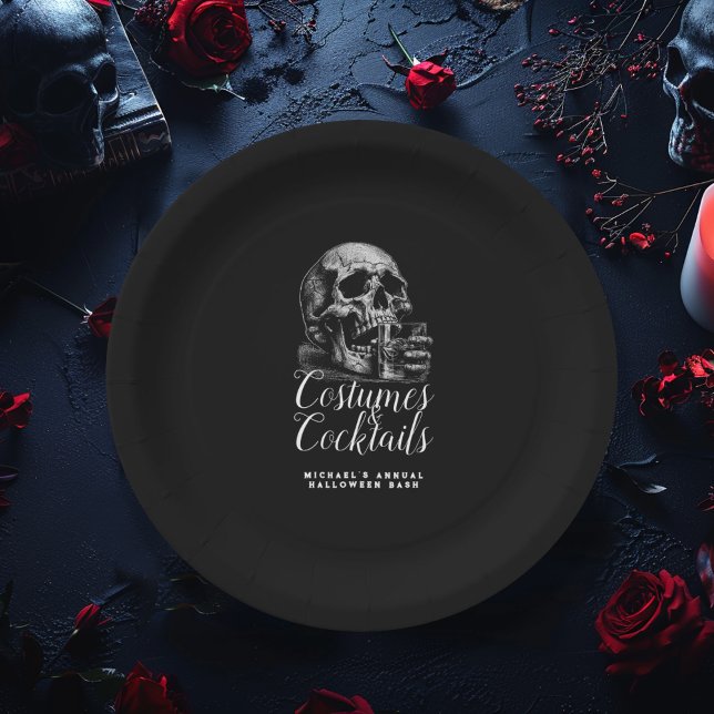 Plato De Papel Disfraces y cócteles Halloween de Black Skull (Subido por el creador)