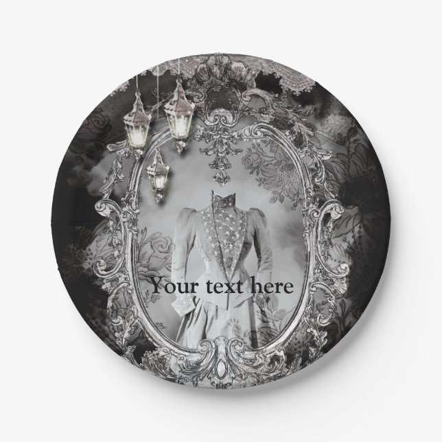 Plato De Papel Disfraz de fiesta de Halloween de la dama encantad (Anverso)