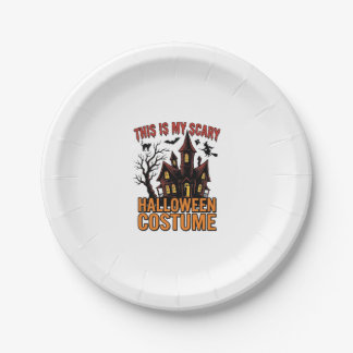 Plato De Papel Disfraz de Halloween Asustadizo Camiseta Vintage C