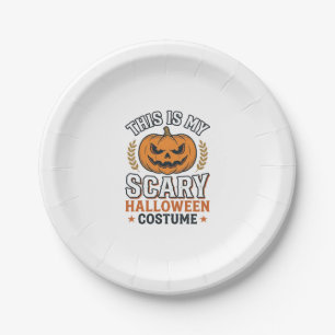 Plato De Papel Disfraz de Halloween espantoso Calabaza Diseño vec