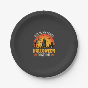 Plato De Papel Disfraz espeluznante de Halloween diseño vintage d