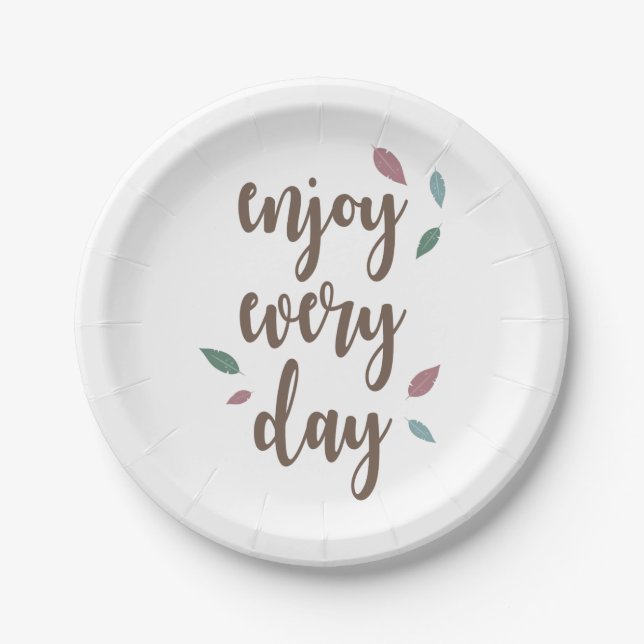 Plato De Papel Disfruta cada día de una cita de motivación de plu (Anverso)