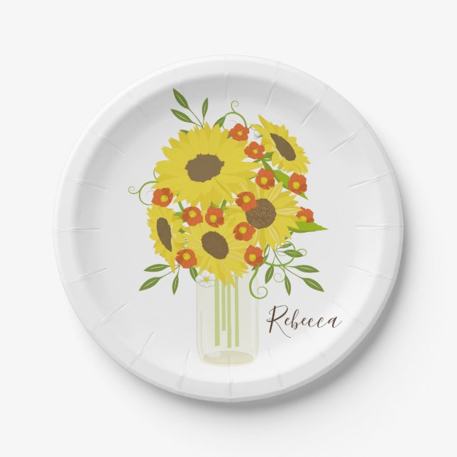 Plato De Papel Disfruta de tus girasoles (Anverso)