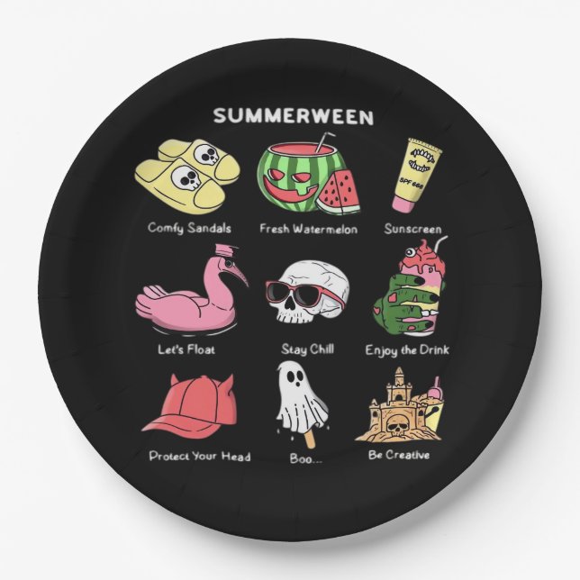 Plato De Papel Disfrutar de Summerween Classic (Anverso)