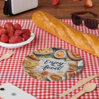 Plato De Papel Disfrute de la pizza gastronómica 2