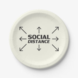 Plato De Papel Distancia social tipografía moderna marfil diverti