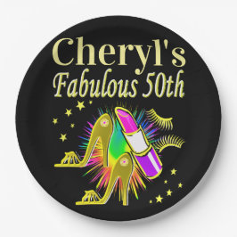 PLATO DE PAPEL DIVA PERSONALIZADO 50 Y FABULOUS