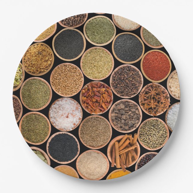 Plato De Papel Diversas especias e ingredientes alimentarios (Anverso)