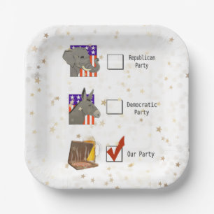 Plato De Papel Diversión de los Fiestas electorales