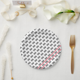 Plato De Papel Diversión deportiva del Patrón Patriótico Estadoun