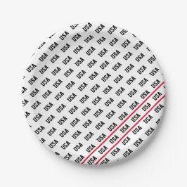 Plato De Papel Diversión deportiva del Patrón Patriótico Estadoun