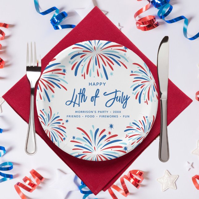 Plato De Papel Diversión festiva patriótica fuegos artificiales 4 (Subido por el creador)