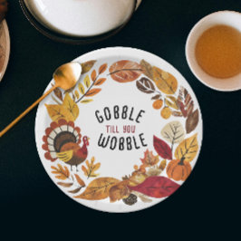 Plato De Papel Diversión Gobble Till You Wobble Acción de Gracias