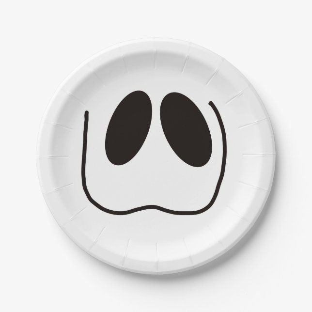 Plato De Papel Diversión, miedo, cara fantasma en Halloween (Anverso)