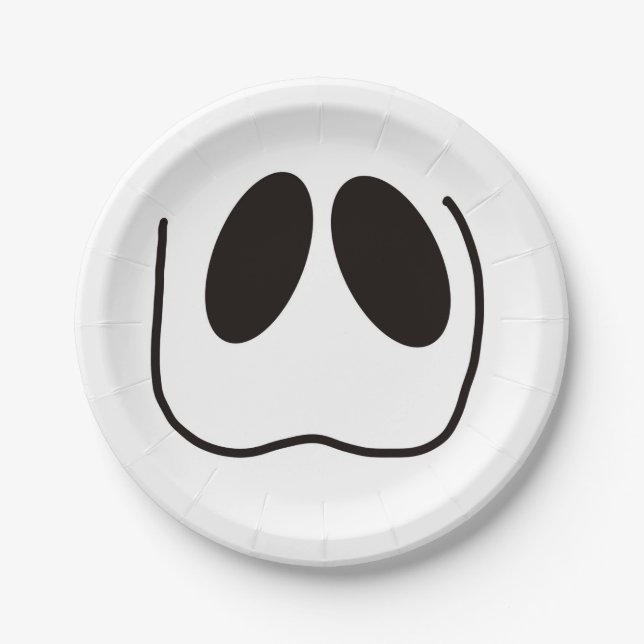 Plato De Papel Diversión, miedo, rostro fantasma para Halloween (Anverso)