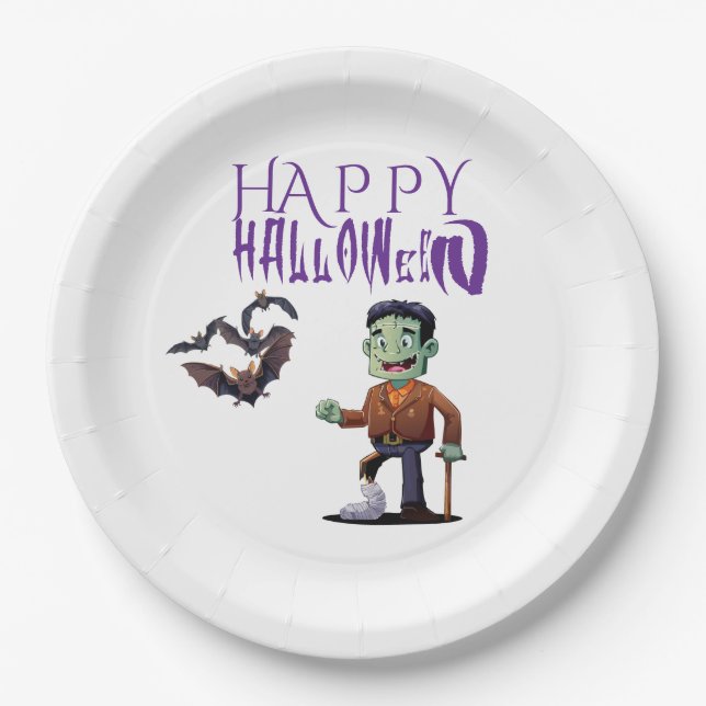 Plato De Papel Diversión personalizable de Halloween  (Anverso)