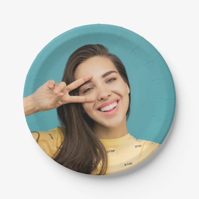 Plato De Papel Diversión Personalizada Tu Cara Personalizado Foto (Anverso)