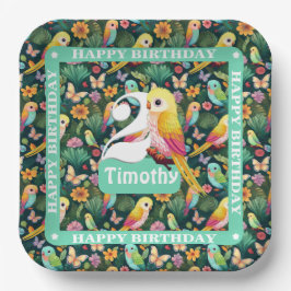 Plato De Papel Diversión tropical: Placas personalizadas del segu