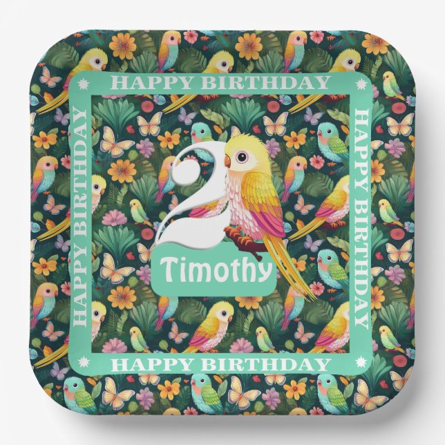 Plato De Papel Diversión tropical: Placas personalizadas del segu (Anverso)