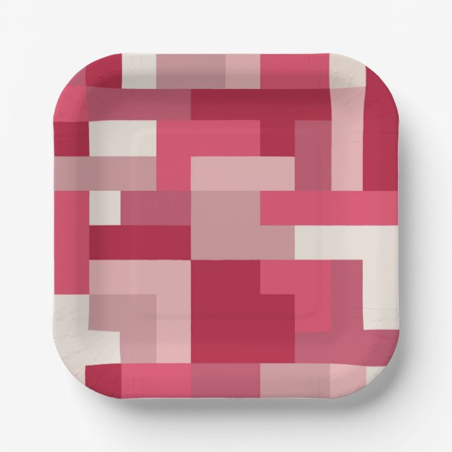 Plato De Papel Diversos tonos de abstracto rojo (Anverso)