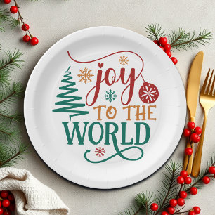 Plato De Papel Divertida 'Alegría al mundo' Navidad