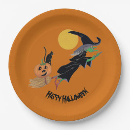 Plato De Papel Divertida colorida fiesta de Brujas de Halloween