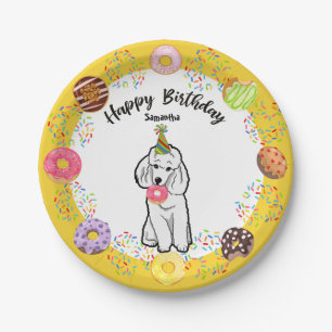 Plato De Papel Divertida fiesta de cumpleaños del perro caniche