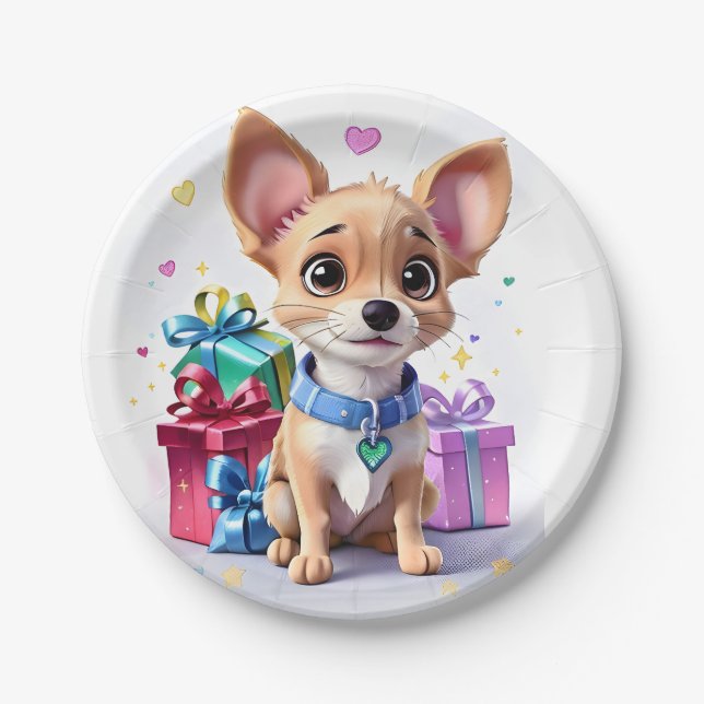 Plato De Papel Divertida Girly Chihuahua y regalo Fiesta de cumpl (Anverso)