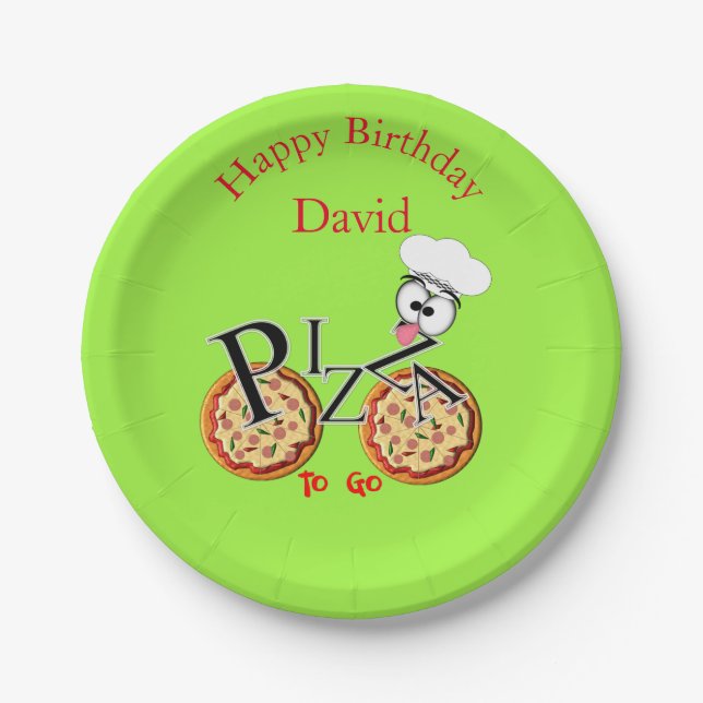Plato De Papel Divertida Novedad Pizza A Ir (Anverso)