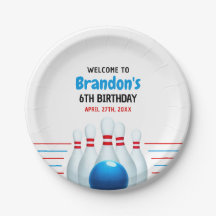 Divertido Blue & Red Bowling Kids 6º cumpleaños