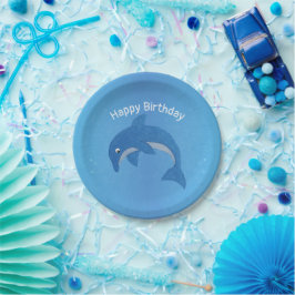 Plato De Papel Divertido Blue Sparkle Como Dolphin Jumping Cumple