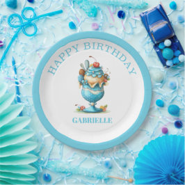 Plato De Papel Divertido Cumpleaños Azul Turquesa