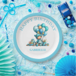 Plato De Papel Divertido Cumpleaños Azul Turquesa