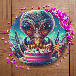 Plato De Papel Divertido cumpleaños con temas de Alien