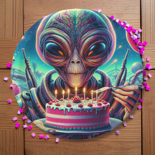 Plato De Papel Divertido cumpleaños con temas de Alien