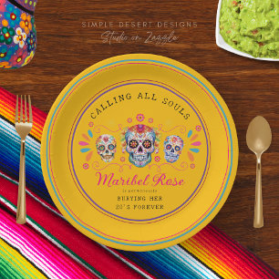 Plato De Papel Divertido Día Mexicano de la Calavera del Azúcar M